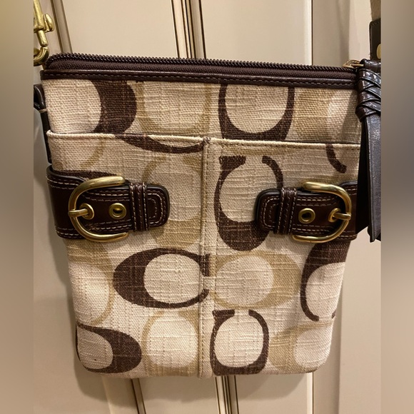 COACH Classic monogram /Beige and Brown Crossbody Bag - Picture 1 of 5